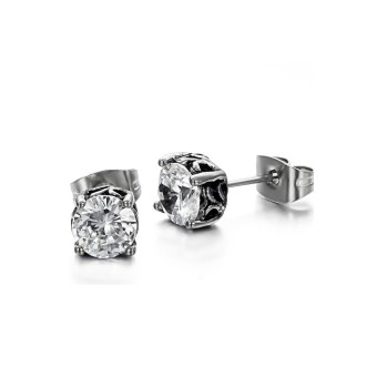 ZUNCLE Korea Fashion PriaWanita Diamond Titanium Steel Earring (Putih)