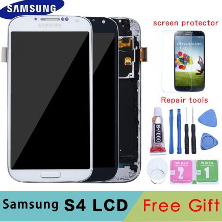 5.0 ''Display LCD com Moldura de LCD para SAMSUNG Galaxy S4 GT-i9505 i9515 i9506 i9500 i9505 i337 Digitador Da Tela de Toque