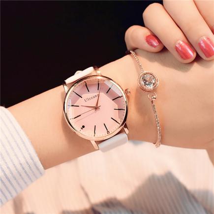 Poligonal projeto de discagem mulheres relógios vestido de luxo de moda quartzo relógio ulzzang popular marca branco relógio de pulso de couro das senhoras