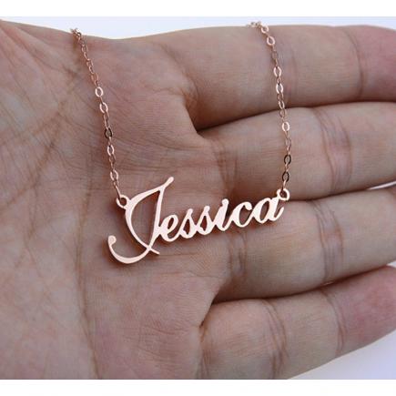 Rose Gold Cor Prata Cursive Personalizado Nome Colar de Pingente Personalizado Placa de Identificação Colar Handmade do Presente de Aniversário