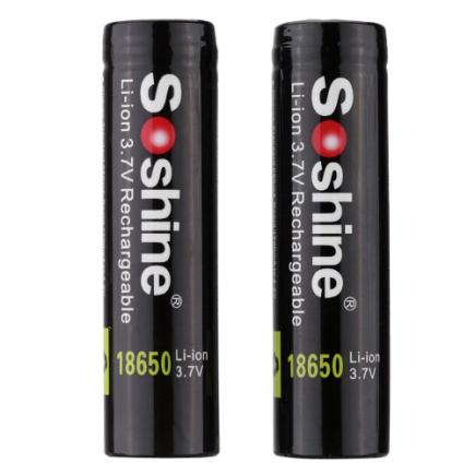 Soshine 2pcs 18650 3.7V 3400mAh bateria de lítio recarregável de iões de lítio