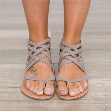 Sandálias Gladiador das mulheres Sandálias Da Moda Para As Mulheres Verão Sapatos Femininos Sandálias Flat Roma Estilo Cruz Amarrada Sandálias Sapatos Mulheres 43