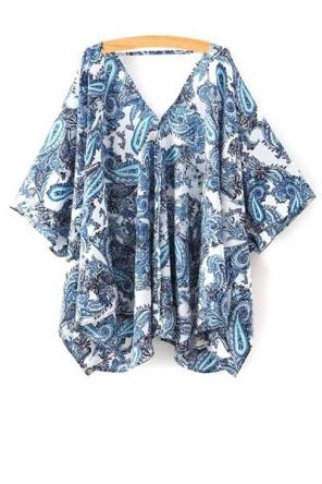 Paisley Print Half Sleeve Kimono Blouse
