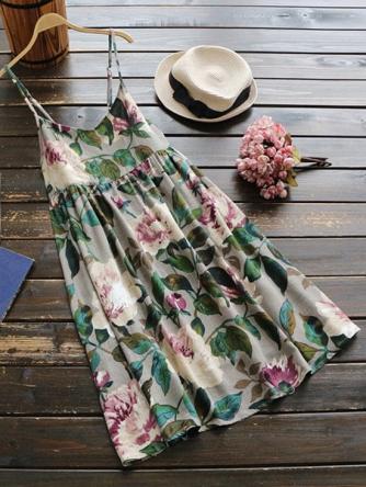 Slip Floral Linen Holiday Dress