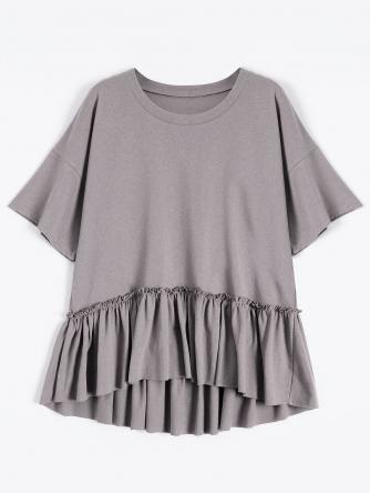 Short Sleeve Ruffle Hem T-Shirt