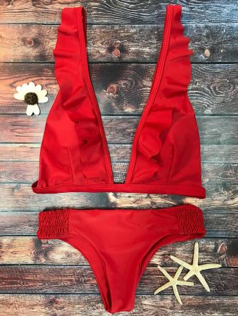 Ruffles Plunge Bathing Suit