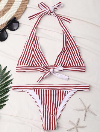 Striped Halter Bathing Suit