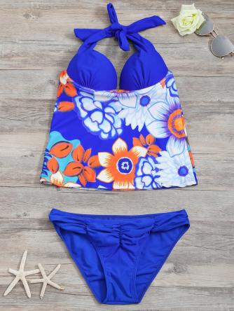 Underwire Floral Ruched Tankini Set