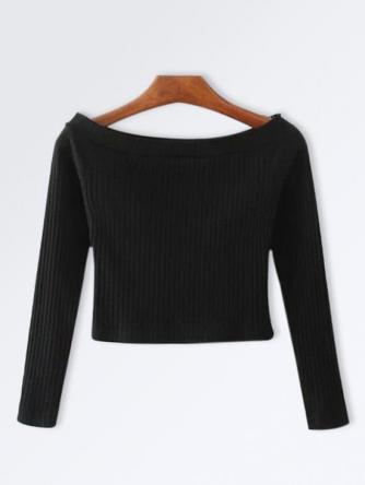 Knitted Ribbed Off The Shoulder Top