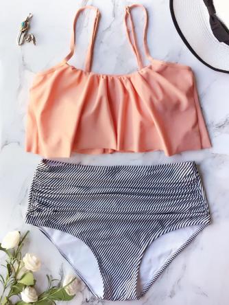 Flounced High Waisted Bikini Set