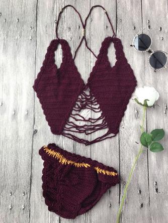 Draped Crochet Bikini Set