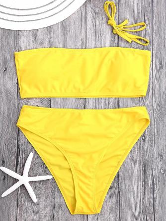 Padded High Cut Bandeau Bikini Set