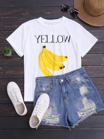 Banana Print Short Sleeve T-Shirt