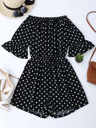 Off The Shoulder Polka Dot Romper