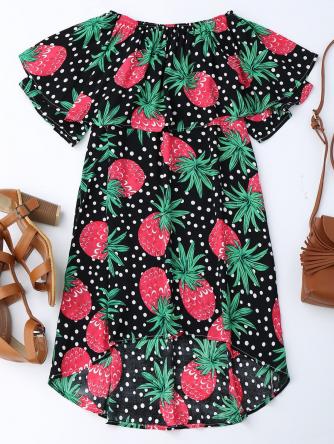 Ruffle Off Shoulder Pineapple Dress