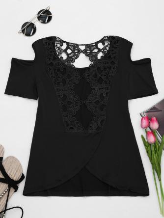 Lace Back Cold Shoulder T-shirt