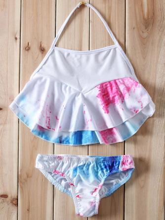 Halter Ruffles Tie Dye Bikini