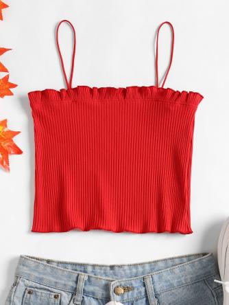 Lettuce Ribbed Cropped Cami Top