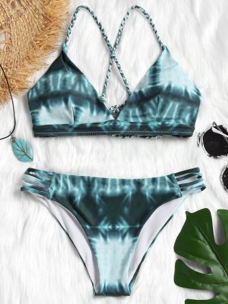 Tie Dye Braided Thong Bikini Set