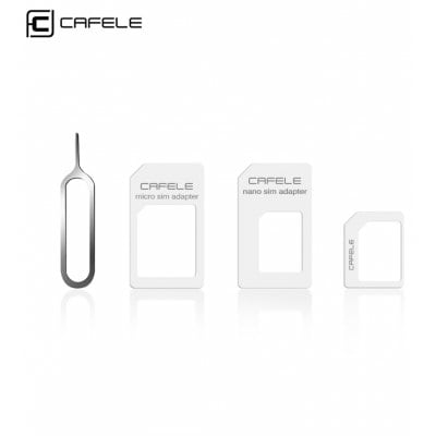 CAFELE 4 in 1 SIM Card Adapter Micro + Double Nano + Needle