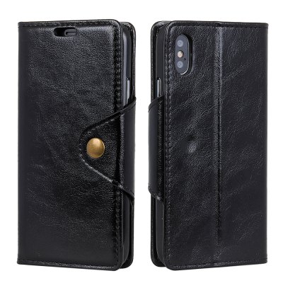 For iPhone X Leather Case Revit Flap Wallet Stand Case with 3 Card Slots