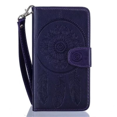 3D Embossed Wind Bell PU Leather Flip Folio Wallet Cover for iPhone 7