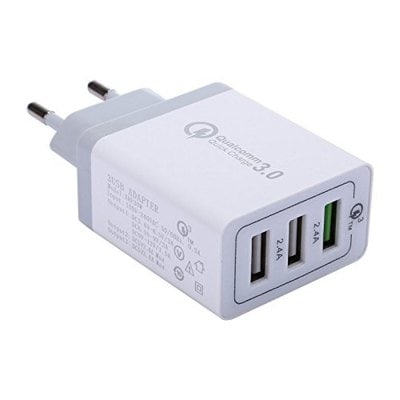 30W USB 3 Port QC 3.0 Fast Quick Wall Charger Adapter (EU Plug)