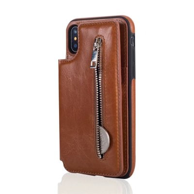 For iPhone X Case Luxury Zipper Wallet Leather Slot Back Cover Case With Card Holder