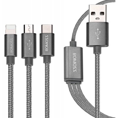 ROMOSS CB25N 8 Pin + Micro USB + Type-C Data Cable 1.5M