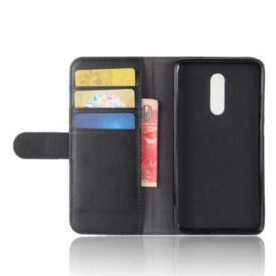 Solid Color Real Cow Leather Wallet Style Front Buckle Flip Case with Card Slots for Xiaomi Redmi Note 4