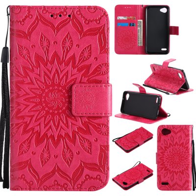 Sun Flower Printing Design Pu Leather Flip Wallet Lanyard Protective Case for LG Q6 / G6 Mini