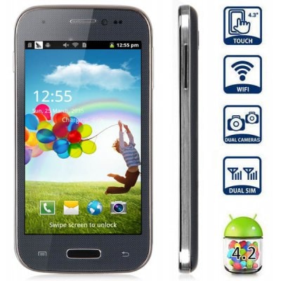 mini S4 4.3 inch Android 4.2 Quad Band Smart Phone DMDK4x12 1GHz WVGA Screen WiFi Bluetooth