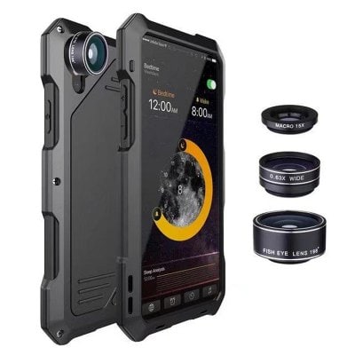 Waterproof Case W/ Hard Screen Protector Macro Wide Fisheye Lens For iPhone X