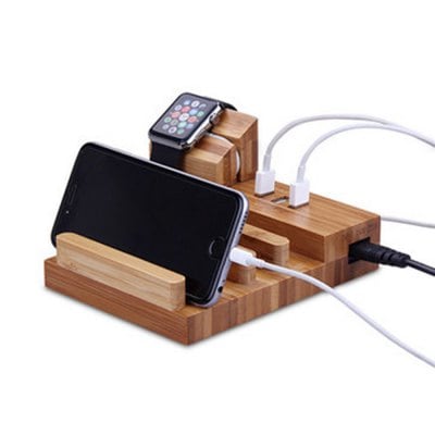 USB Charging Ports Bracket Desktop Phone Holder Stand for Smartphone Apple Watch