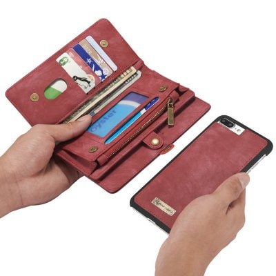 CaseMe for iPhone 8 Plus/7 Plus Wallet Case with 11 Card Slots Zipper Coin Pocket Magnetic Flip PU Leather Cover