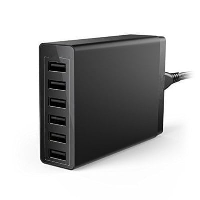 60W 6-Port USB Wall Charger PowerPort 6 for iPhone X/ 8/ 7 / 6s / Plus iPad Pro / Air 2 / mini/ iPod Galaxy Xiaomi