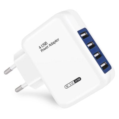 EU Plug Wall Charger 4 USB Port Charging Adapter for Travel Home