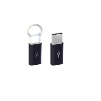 2 PCS Android Type-C To Micro USB Convert Connector with Keychain