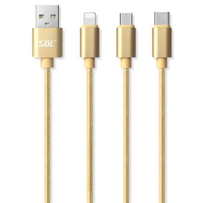 SDL Micro USB 8 Pin Type-C Data Sync Charging Cable - 1m