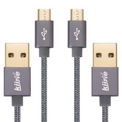 kiirie Micro USB cable   Durable Charging Cables ( 2x3.3ft ) with Nylon Braided and 6000+ Bend Lifespan for Android