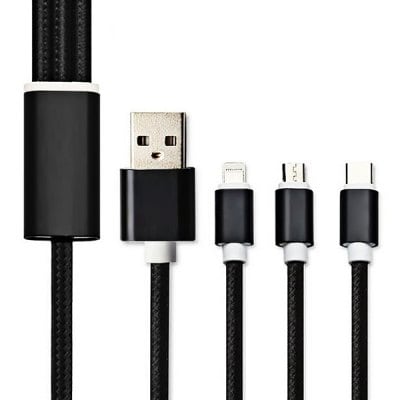 2.1A 3 in 1 Type-C + 8 Pin + Micro USB Cable