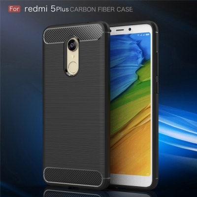 Case for Redmi 5 Plus Shockproof Back Cover Solid Color Soft Carbon fiber