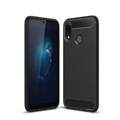 Case for Huawei P20 Lite Shockproof Back Cover Solid Color Soft Carbon Fiber