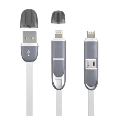 1M Multi-Color 2 in 1  Retractable USB Cable for iPhone Android