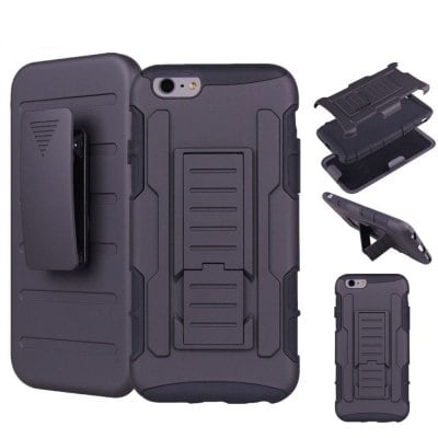 PC and Silicone Military Anti Shock Stand Belt Clip Holster Strap Case for iPhone 6 / 6S