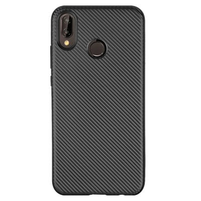 Anti-fingerprint Back Case Cover Fiber Pattern Soft TPU for Huawei P20 Lite