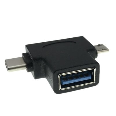 Cwxuan 2-in-1 Type-C / Micro USB to USB 3.0 OTG Adapter