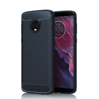 JOFLO Phone Case for MOTO G6 Plus Brushed Skid-Proof Carbon Fiber TPU Cover