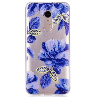 Soft TPU Case for Xiaomi Redmi 5 Plus Blue Flower Pattern