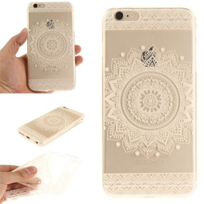 Cover Case for iPhone 6 Plus The White Mandala Soft Clear IMD TPU Phone Casing Mobile Smartphone